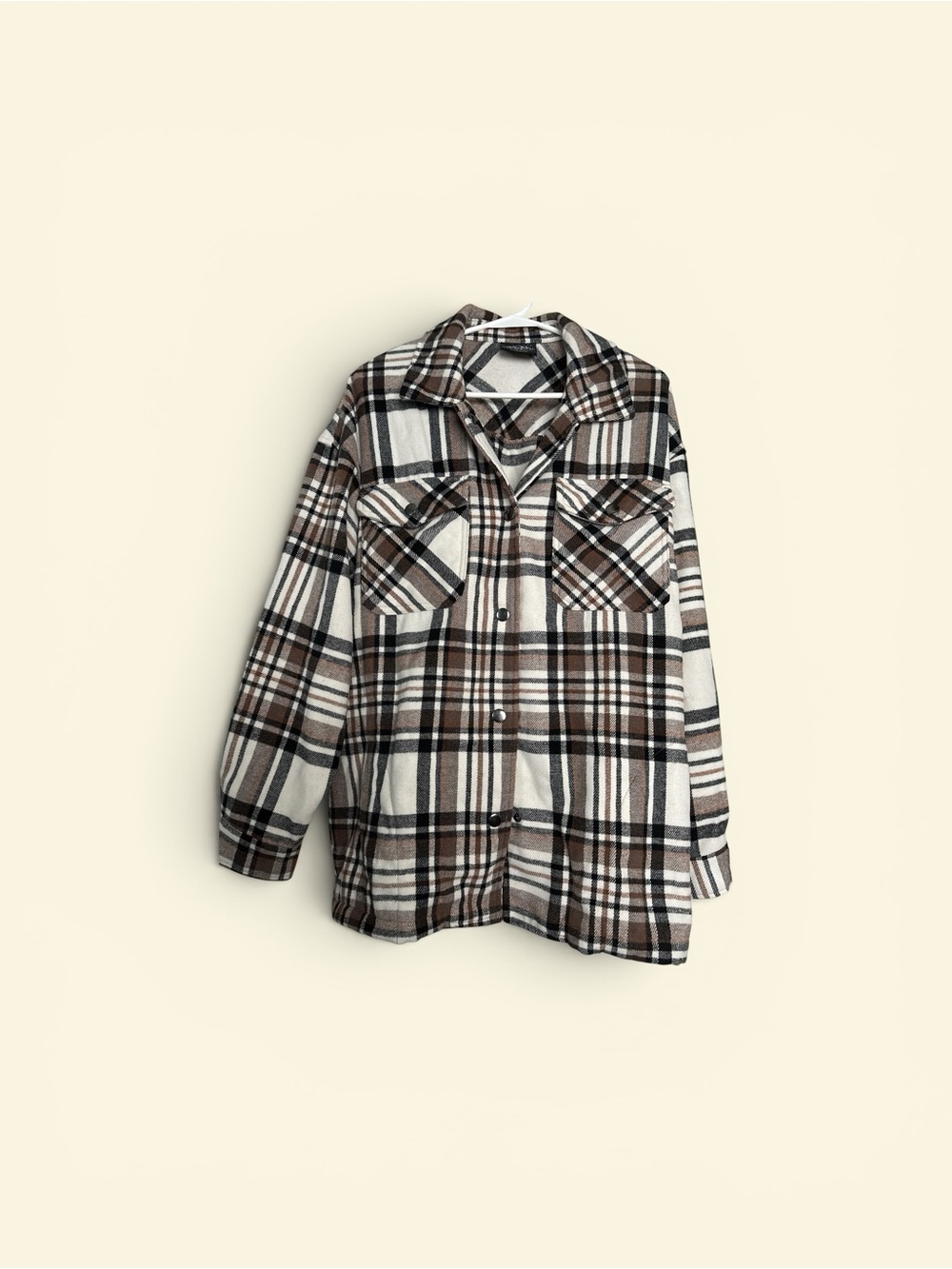 Women’s Brown & Cream Plaid Utility Jacket